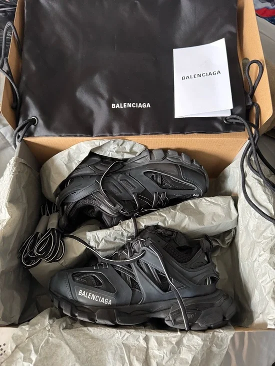Balenciaga Black Track Sneakers with White-Trim Laces - Picture 2 of 5